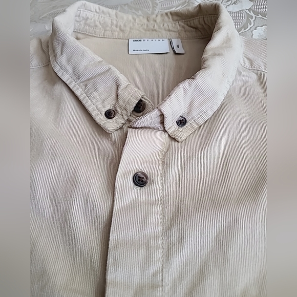 OSOS Design 90s Men's Oversized  Velvet Shirt in Ecru Color Sixe 4XL - Picture 3 of 11